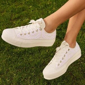 Converse Lace Embroidered Platform Sneakers